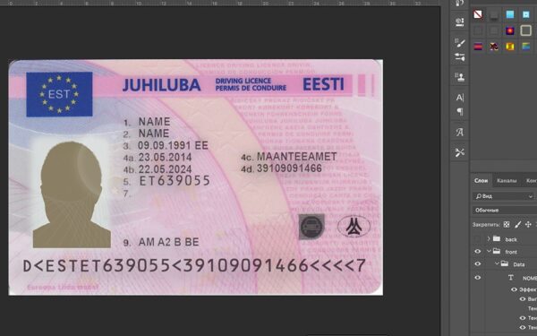 DL_est Estonia driver license Psd Template