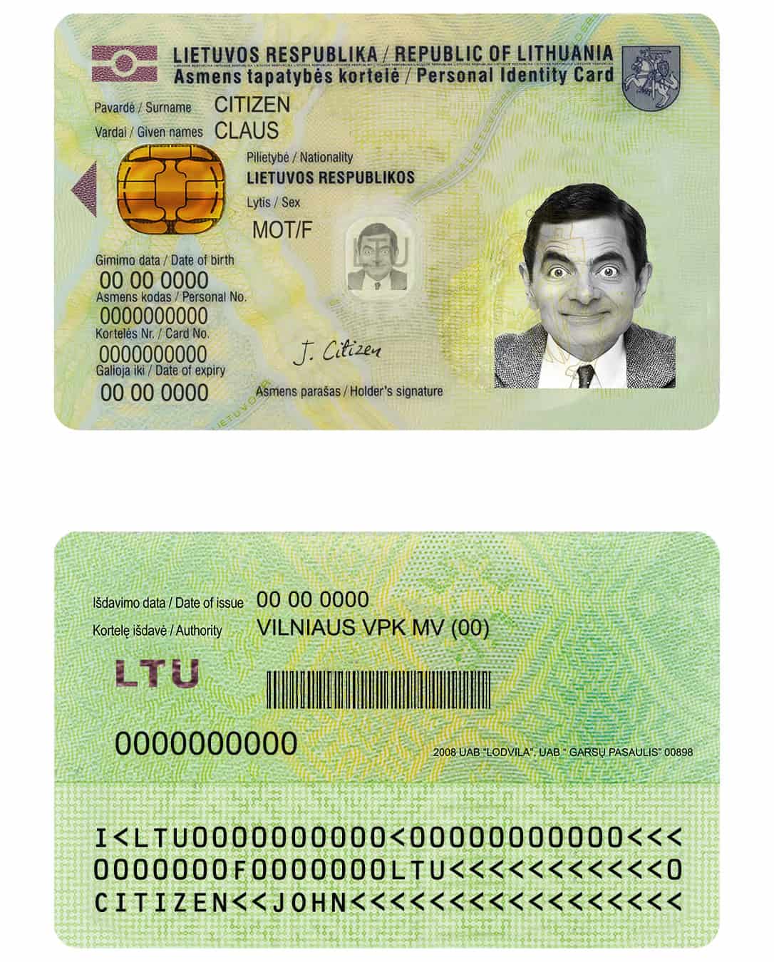 Lithuania ID Card Psd Template Lithuania ID Card Psd Template