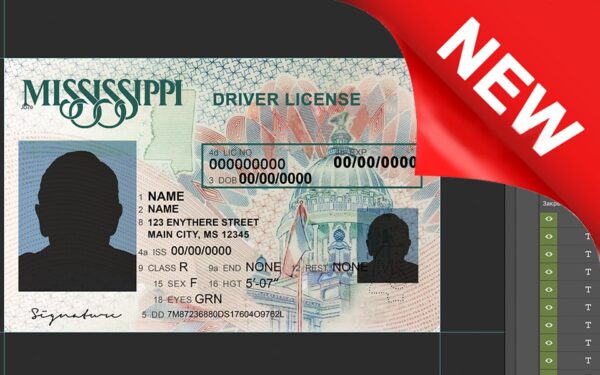 MS_new Missisippi driver license Psd Template
