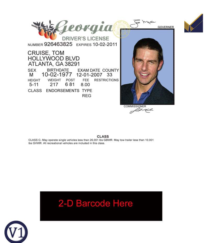 Georgia license template download sample Georgia driver's license