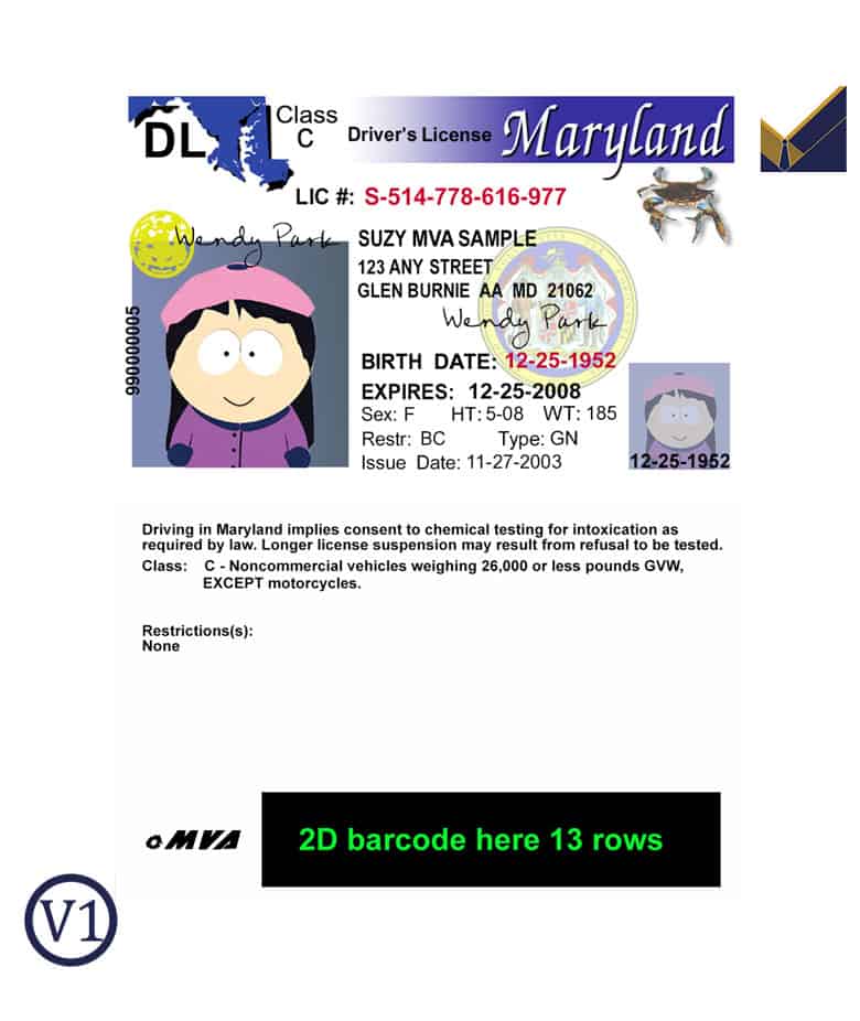 USA-Maryland-Driver-License-Template USA-Maryland-Driver-License-Template