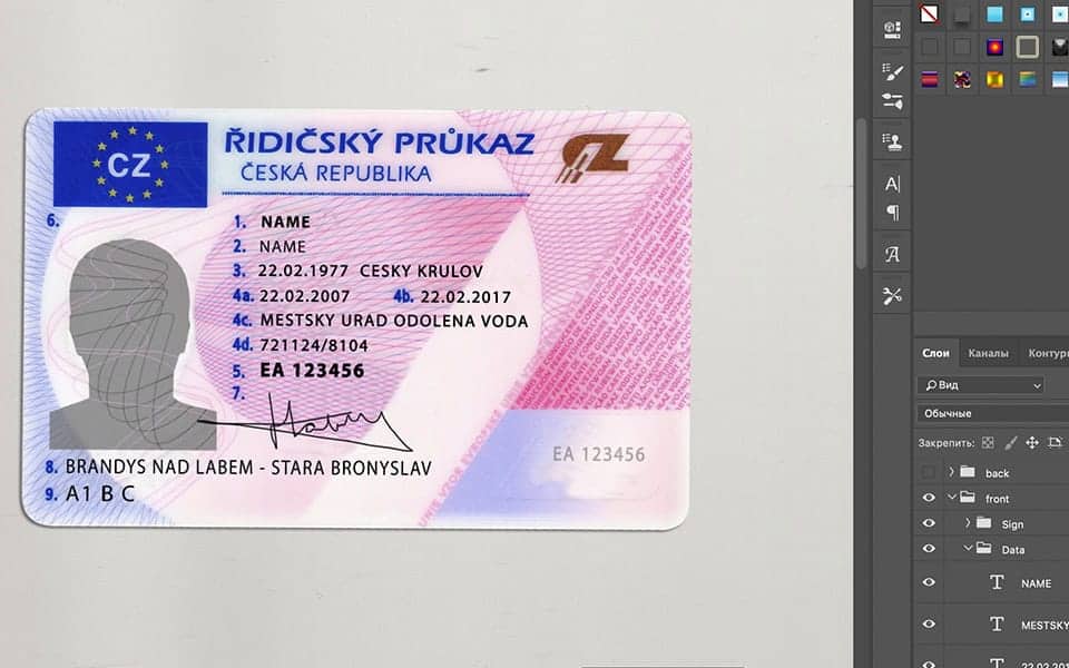dl_cze Czech driver license Psd Template