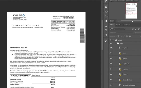 state-chase Chase USA Bank Statement psd template