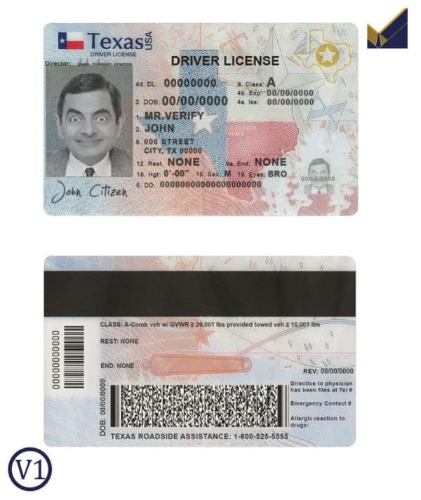 texas drivers license template