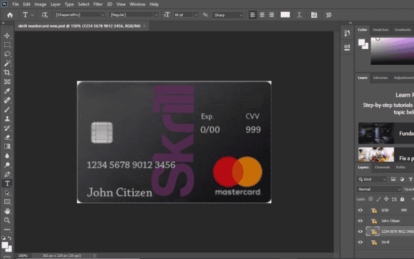 Skrill Mastercard Skrill Mastercard Debit card psd template