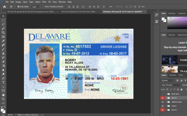 Delaware Driver License PSD Template (old version)