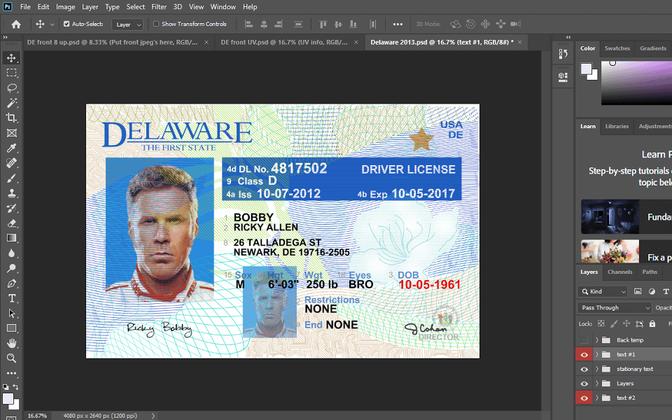 delaware Delaware Driver License PSD Template (old version)