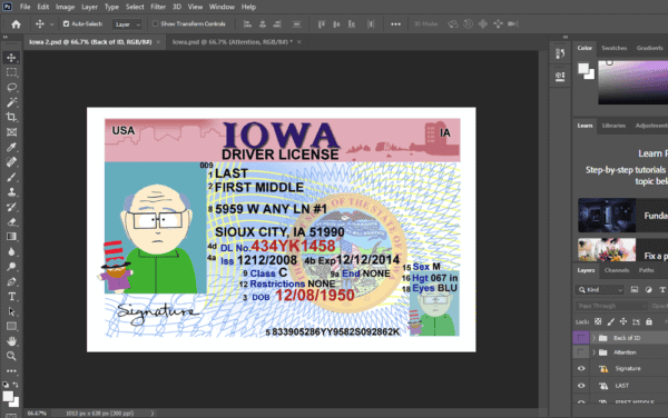Iowa Driver License PSD Template: Authentic Design