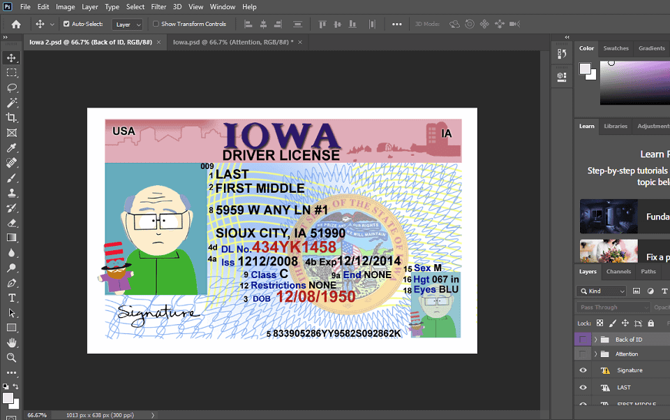 iowa dl Iowa Driver License PSD Template: Authentic Design