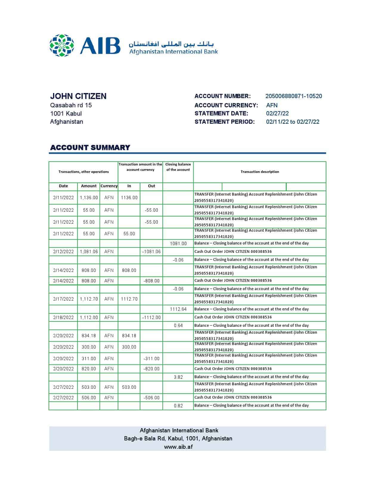 Afghanistan-International-Bank-AIB-bank-statement-template-in-Excel-and-PDF-format.jpg Afghanistan International Bank (AIB) bank statement template in Excel and PDF format