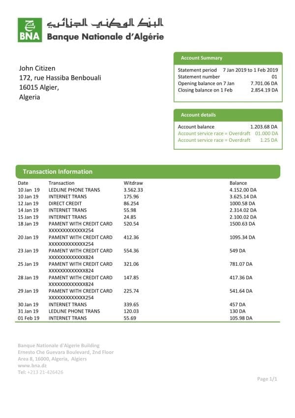 Algeria-Banque-nationale-dAlgerie-BNA-bank-statement.jpg Algeria Banque nationale d’Algérie (BNA) template of bank statement, Word and PDF format (.doc and .pdf)