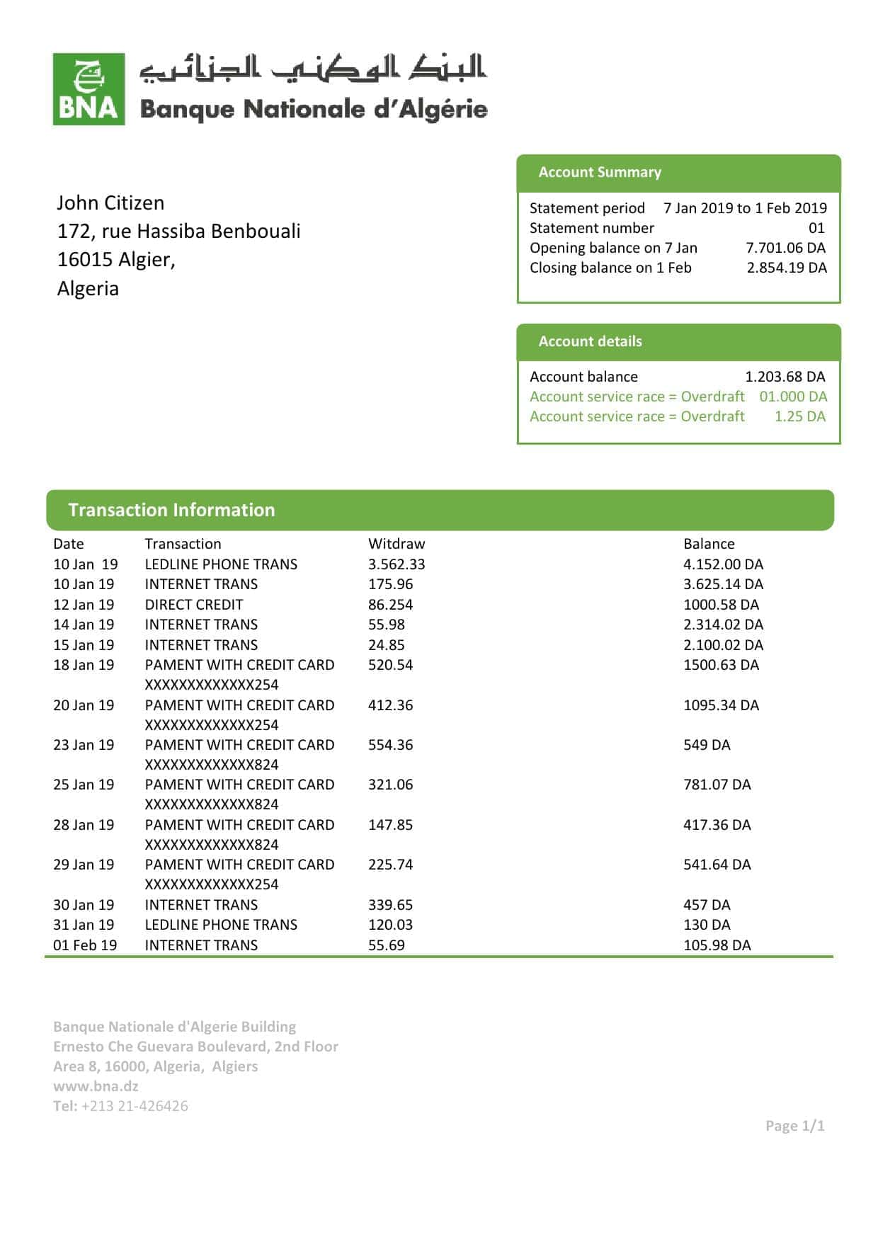 Algeria-Banque-nationale-dAlgerie-BNA-bank-statement.jpg Algeria Banque nationale d’Algérie (BNA) template of bank statement, Word and PDF format (.doc and .pdf)