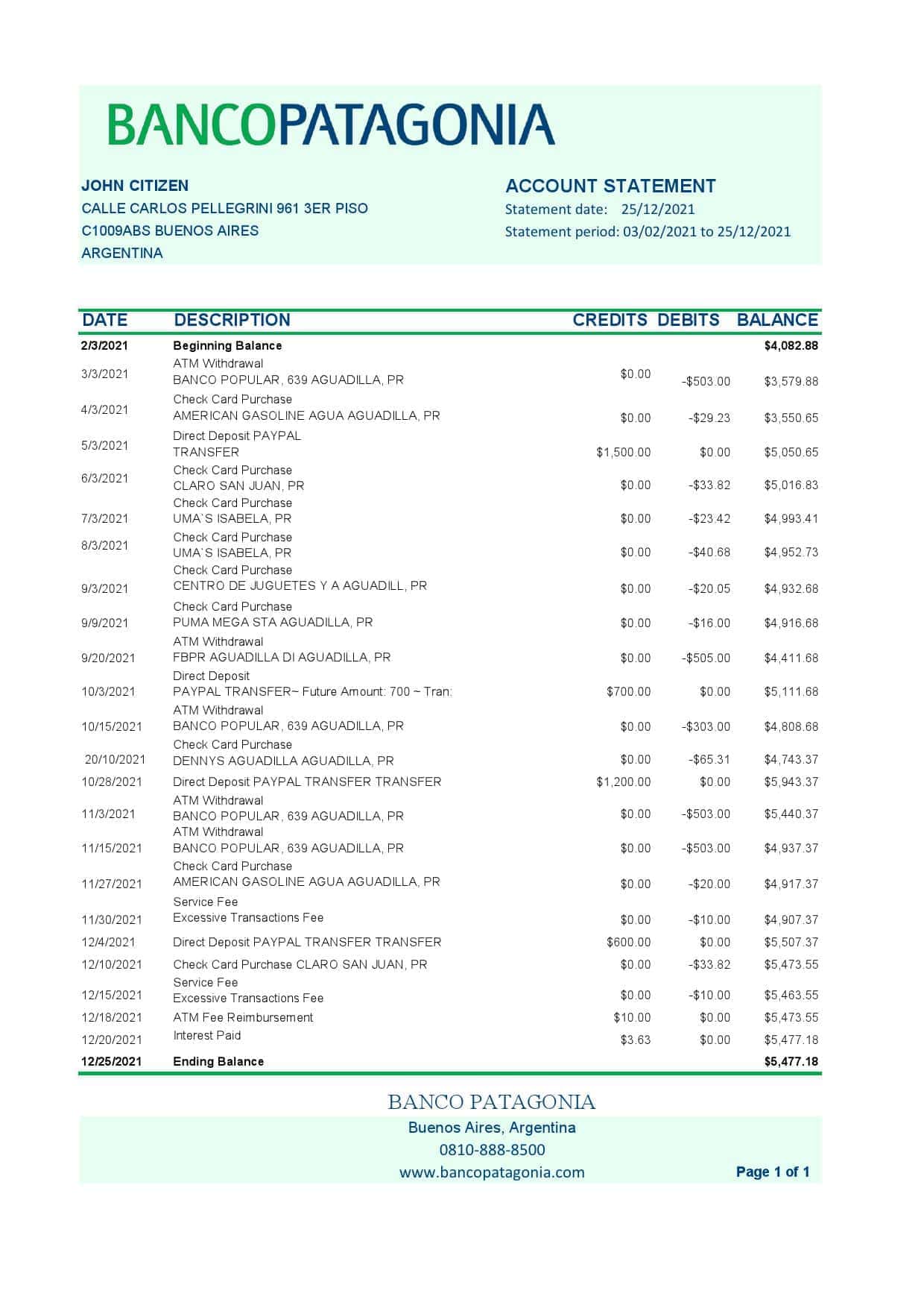 Argentina-Banco-Patagonia.jpg Argentina Banco Patagonia bank statement template in Excel and PDF format