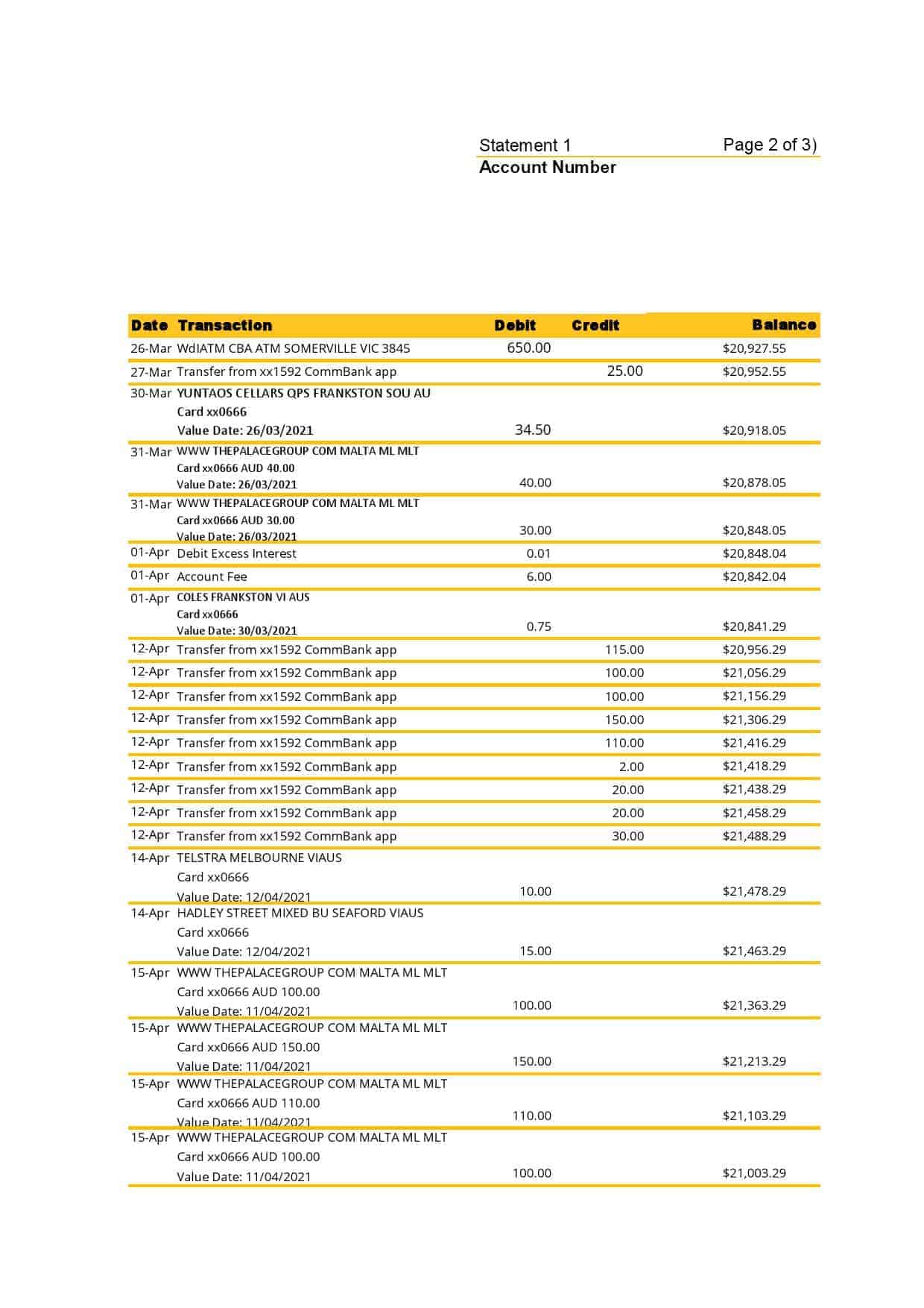 Australia-Commonwealth-3-p_000002.jpg Australia Commonwealth Bank Statement Template in Excel and PDF Format (3 Pages), Version 2 - Image 2