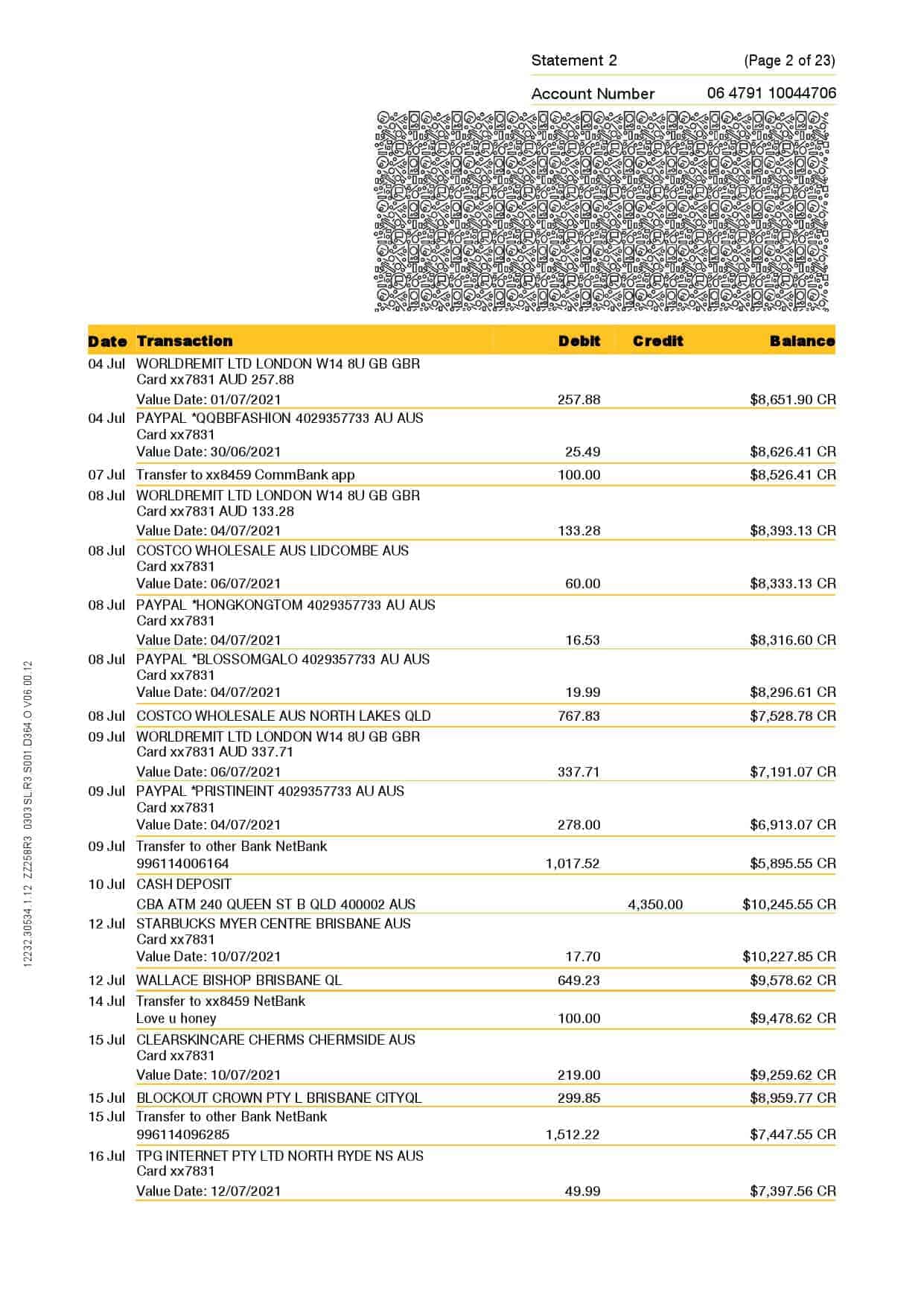 Australia-Commonwealth-J-C_000002.jpg Australia Commonwealth bank statement template in Word and PDF format, 23 pages - Image 2