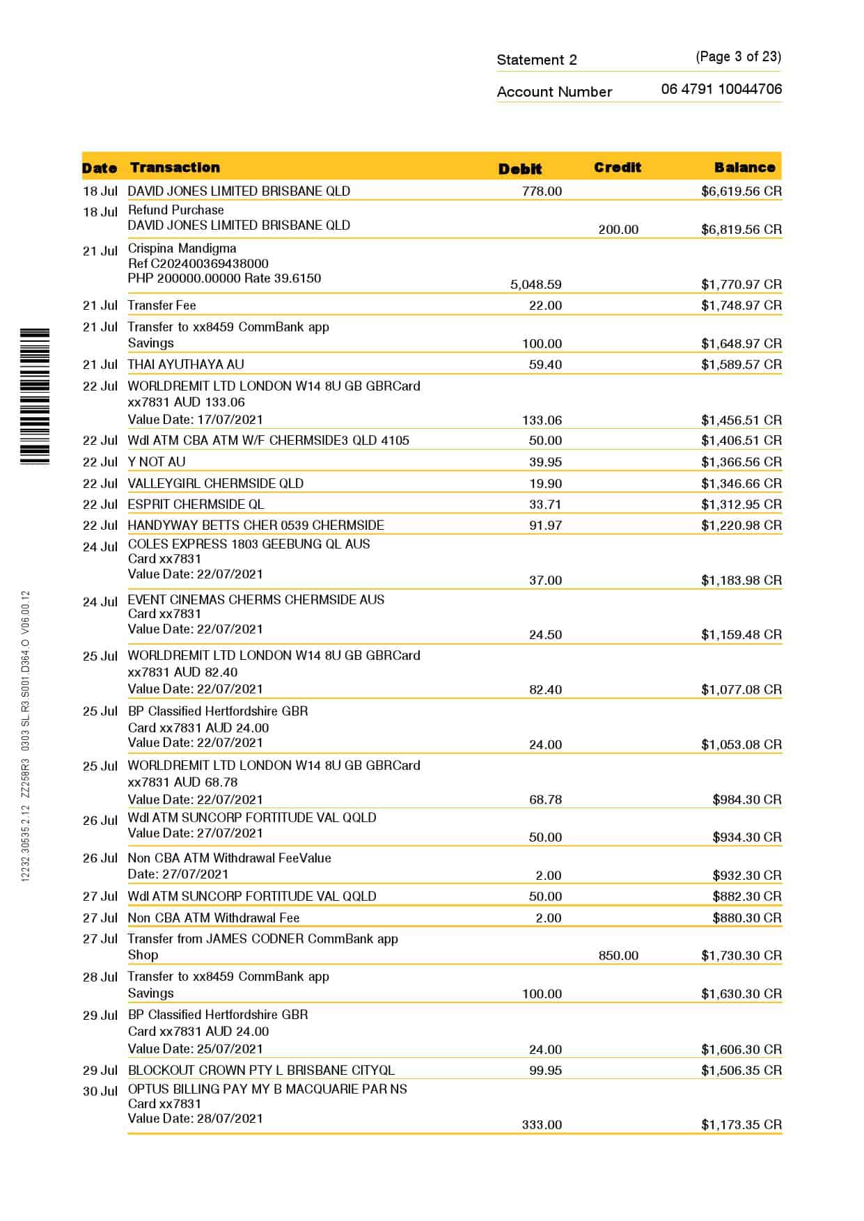 Australia-Commonwealth-J-C_000003.jpg Australia Commonwealth bank statement template in Word and PDF format, 23 pages - Image 3