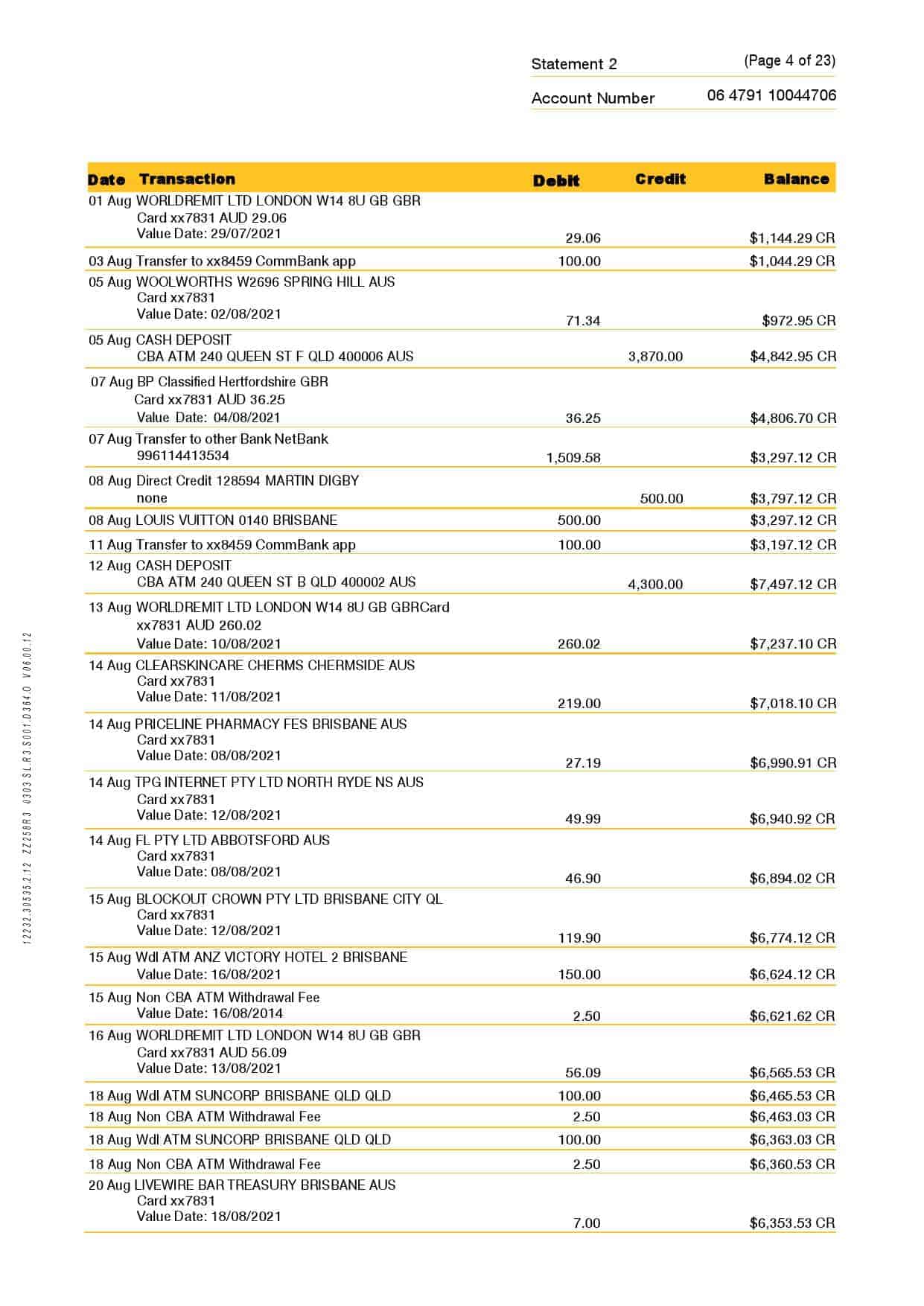 Australia-Commonwealth-J-C_000004.jpg Australia Commonwealth bank statement template in Word and PDF format, 23 pages - Image 4
