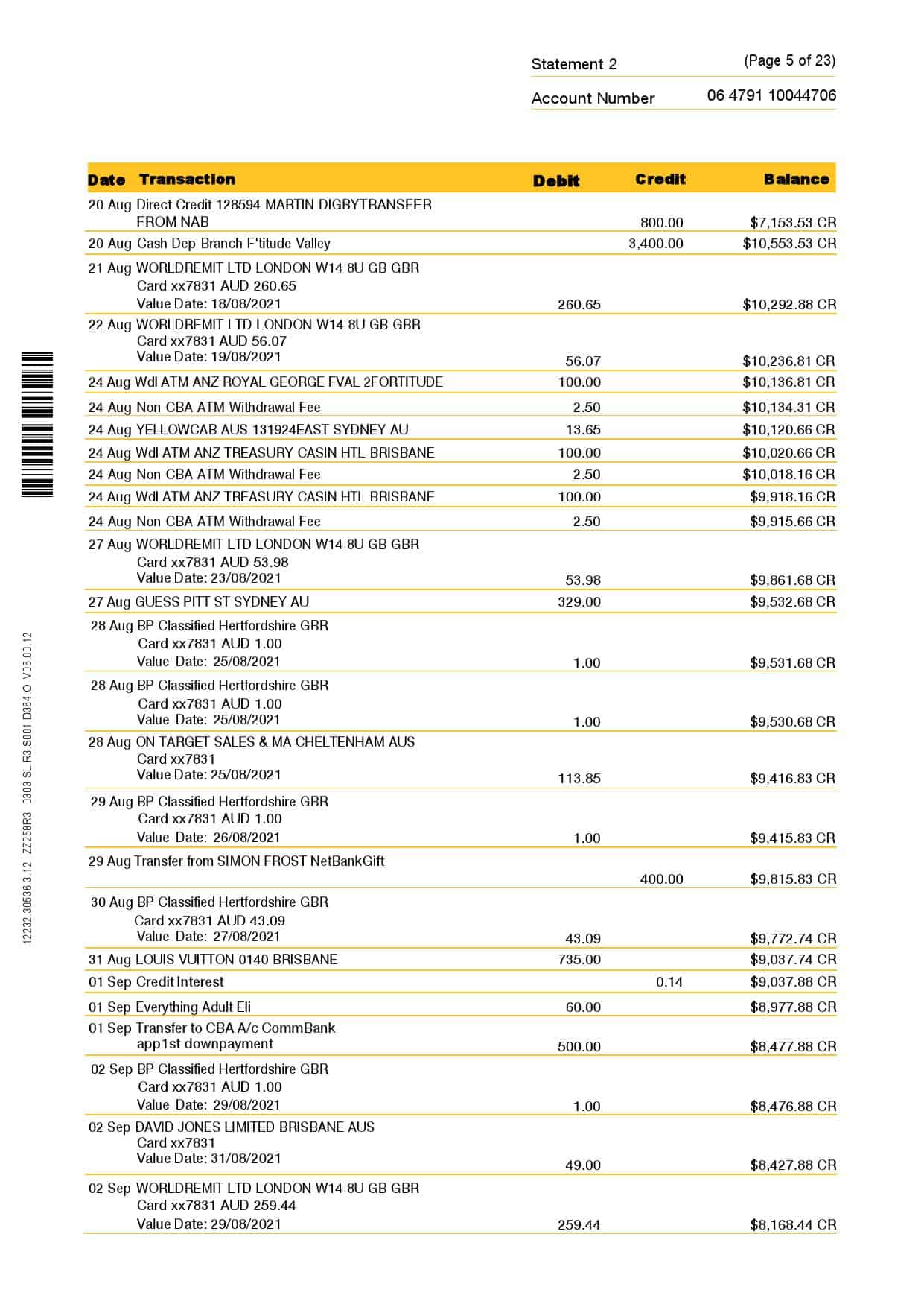 Australia-Commonwealth-J-C_000005.jpg Australia Commonwealth bank statement template in Word and PDF format, 23 pages - Image 5