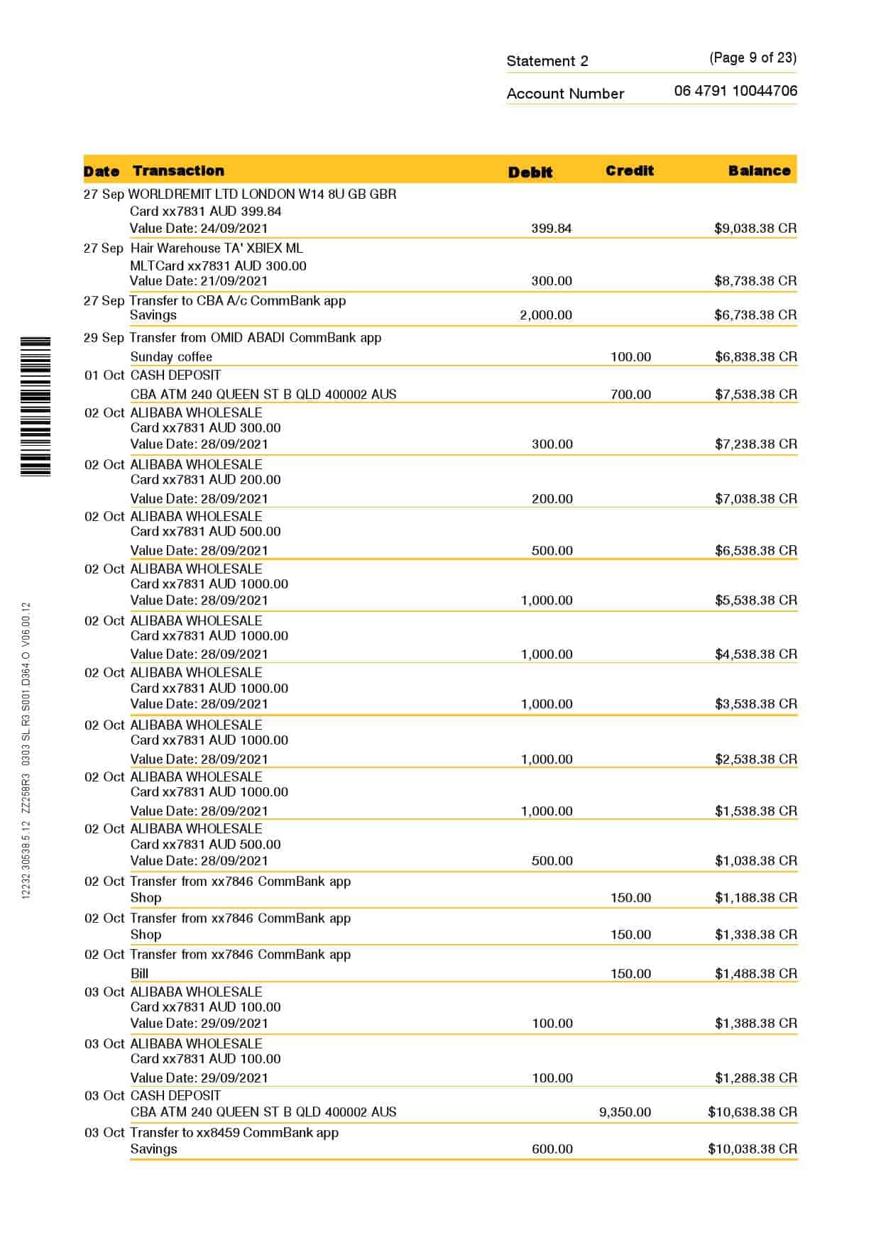 Australia-Commonwealth-J-C_000009.jpg Australia Commonwealth bank statement template in Word and PDF format, 23 pages - Image 9