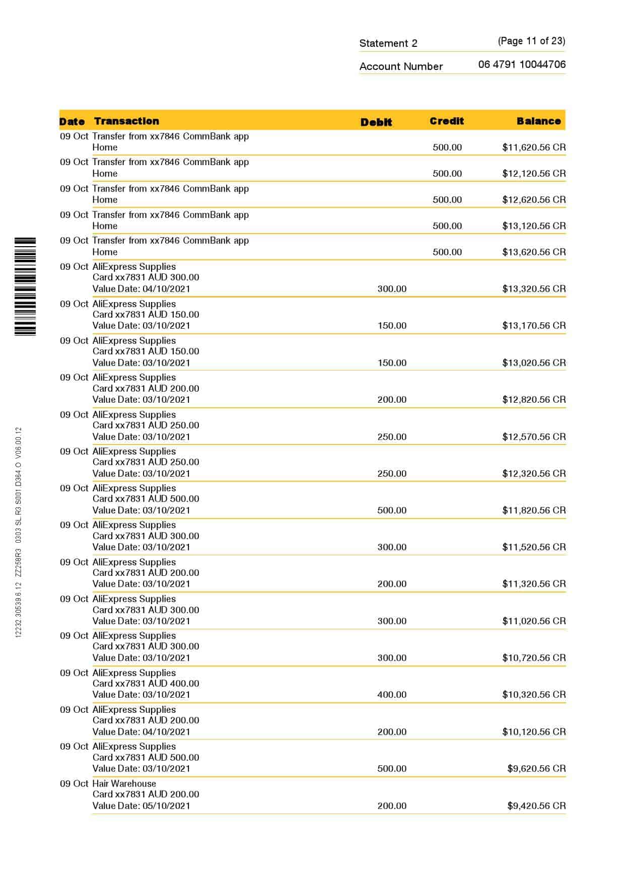 Australia-Commonwealth-J-C_000011.jpg Australia Commonwealth bank statement template in Word and PDF format, 23 pages - Image 11