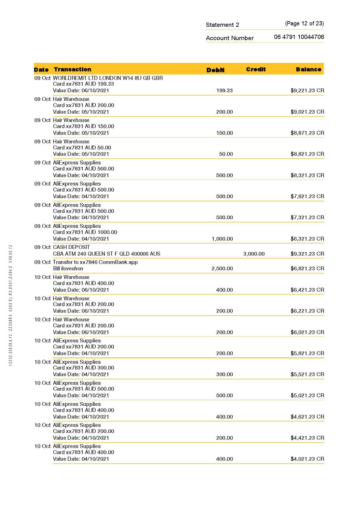 Australia-Commonwealth-J-C_000012.jpg Australia Commonwealth bank statement template in Word and PDF format, 23 pages - Image 12