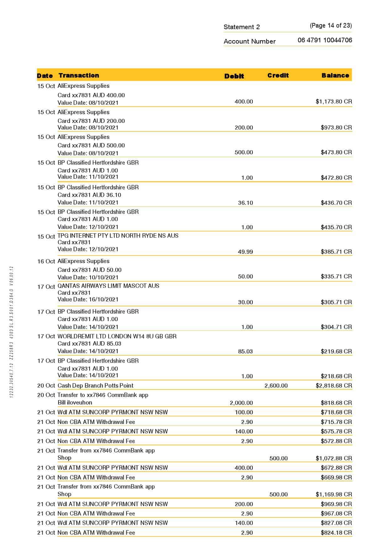 Australia-Commonwealth-J-C_000014.jpg Australia Commonwealth bank statement template in Word and PDF format, 23 pages - Image 14