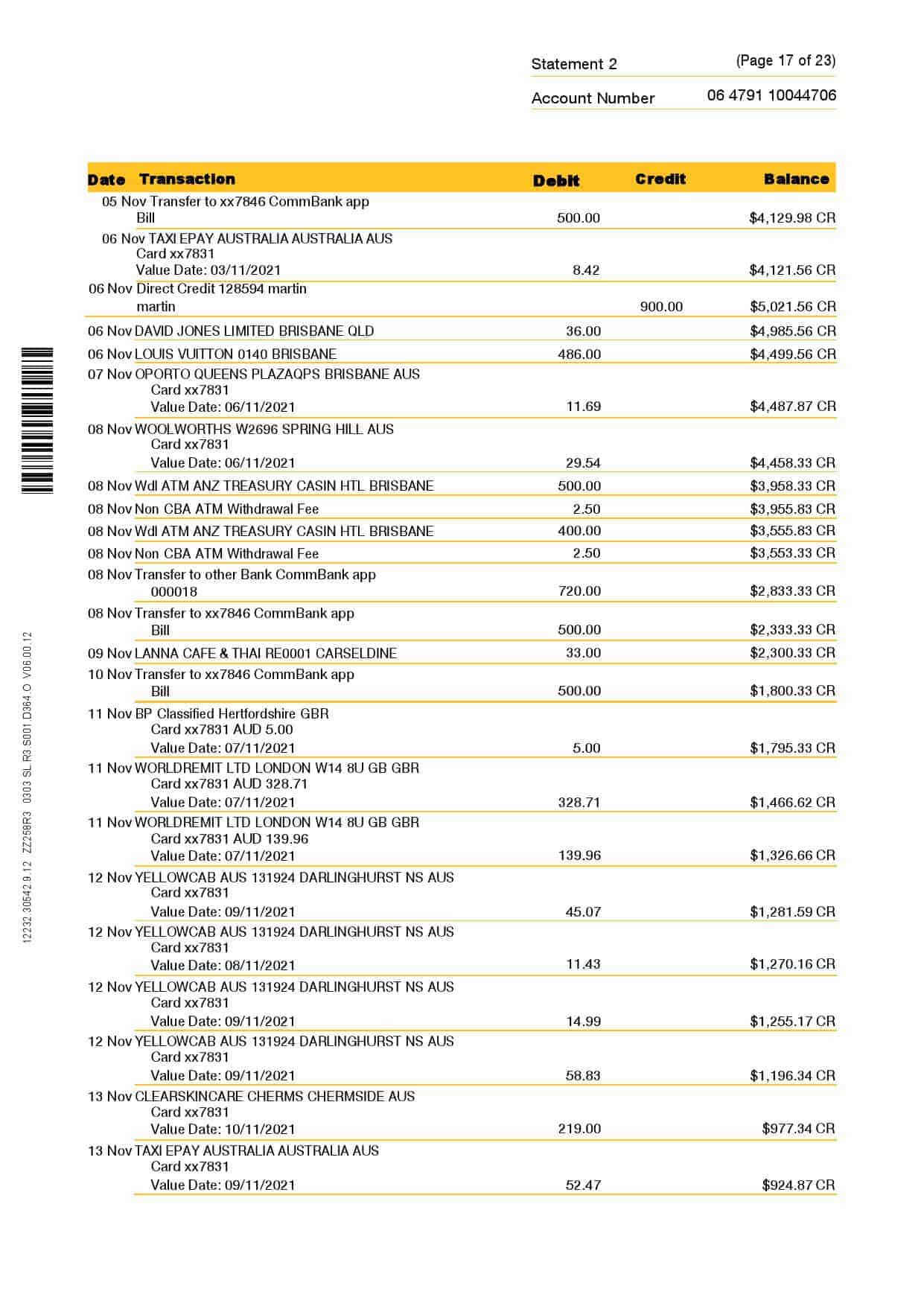 Australia-Commonwealth-J-C_000017.jpg Australia Commonwealth bank statement template in Word and PDF format, 23 pages - Image 17