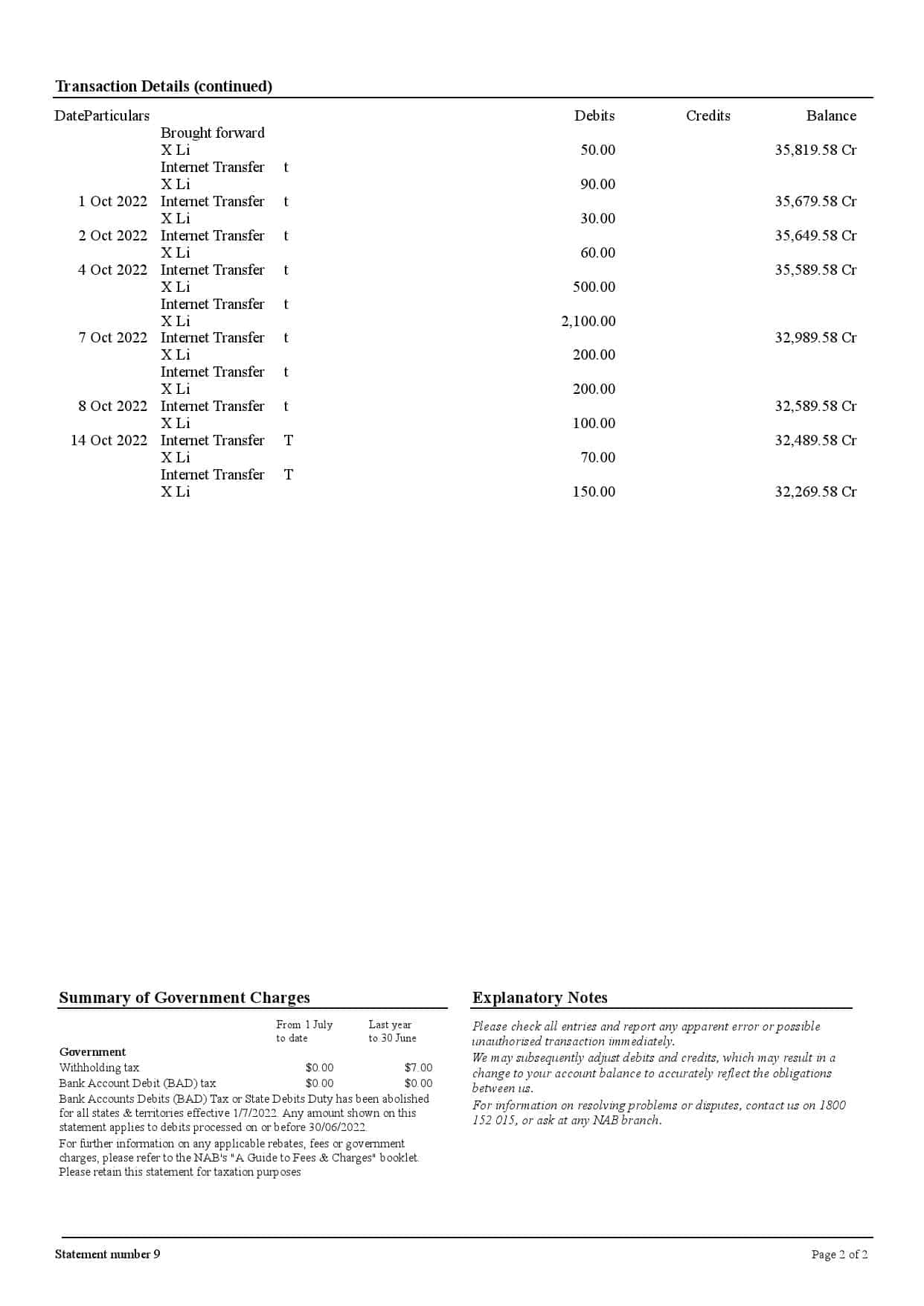 Australia-NAB-bank-statement-Word-and-PDF-template-2-pages-2.jpg Australia NAB bank statement, Word and PDF template, 2 pages - Image 2