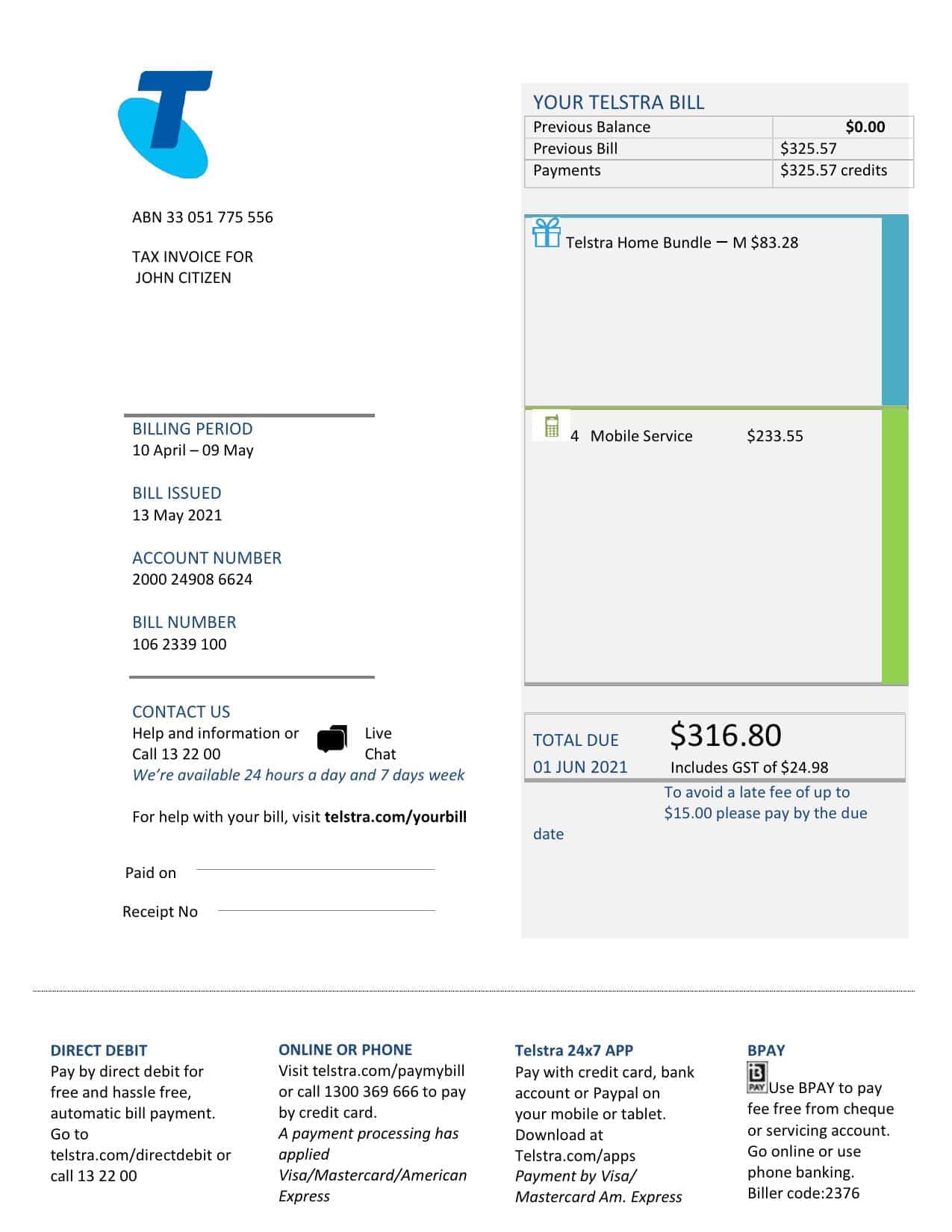 Australia-Telstra-utility.jpg Australia Telstra Telecommunications Utility Bill Template in Word and PDF Format