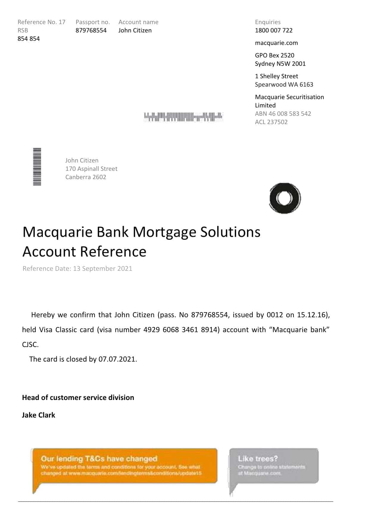 Australia_Macquarie_reference.jpg Australia Macquarie proof of address bank statement template in Word and PDF format (.doc and .pdf)