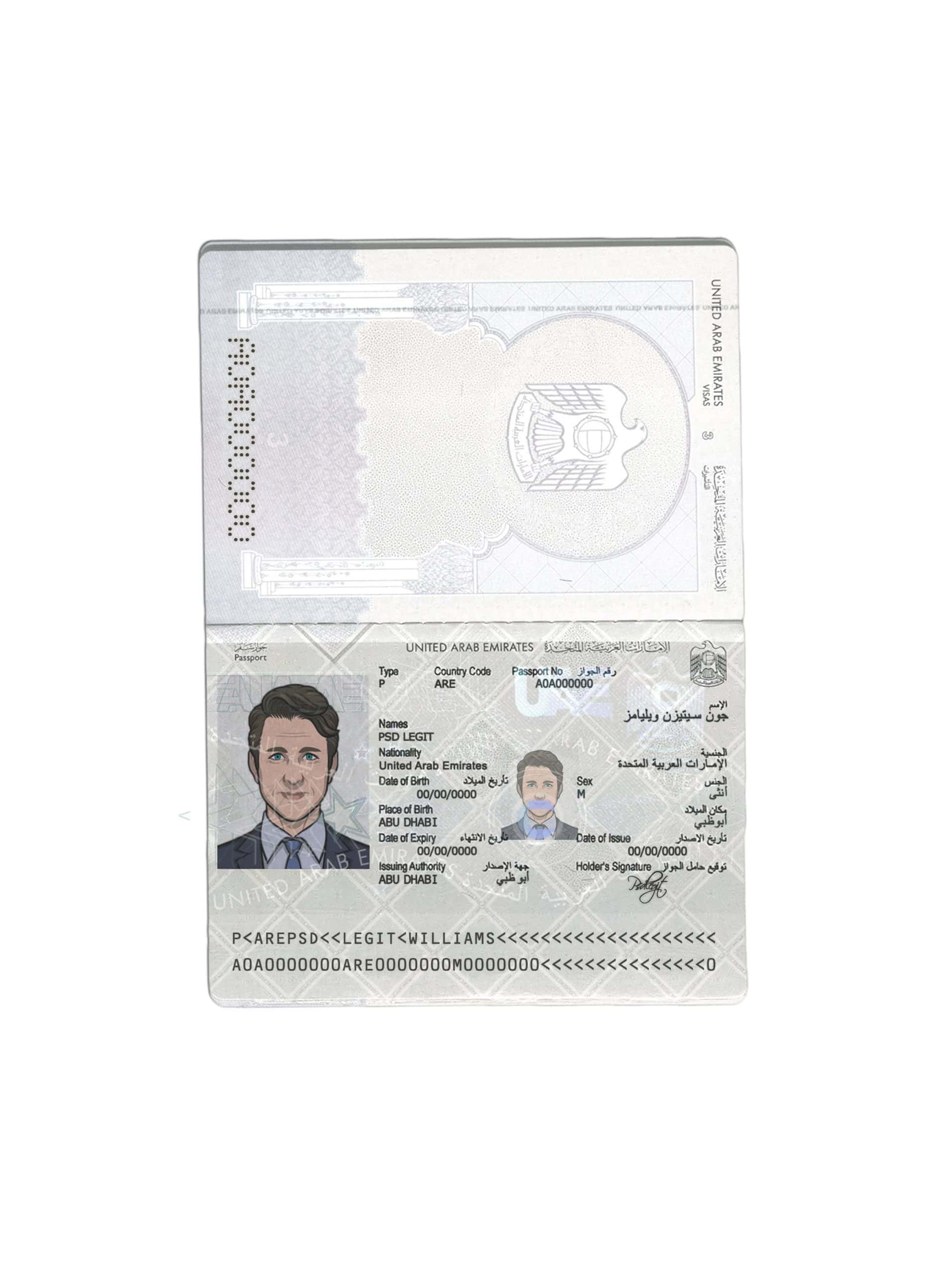 Authentic-UAE-United-Arab-Emirates-PSD-Passport-Template-2-scaled-1.jpg UAE (United Arab Emirates) Passport PSD Template - Image 2