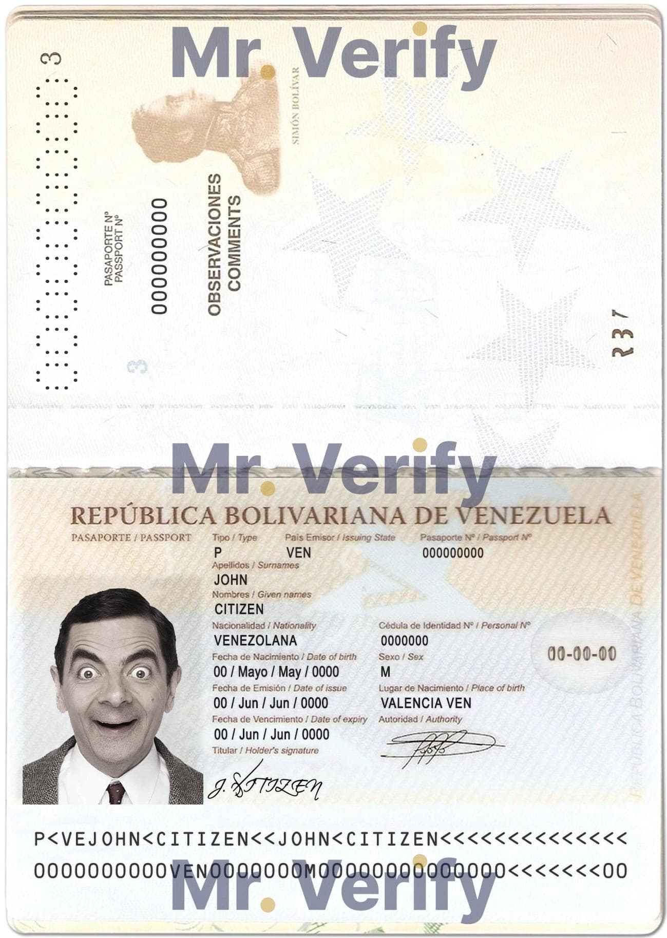 Authentic-Venezuela-PSD-Passport-Template.jpg Editable Venezuela Passport PSD Template