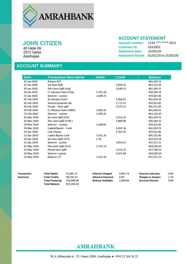 Azerbaijan-Amrahbank.jpg Azerbaijan Amrahbank bank account statement template in Word and PDF format