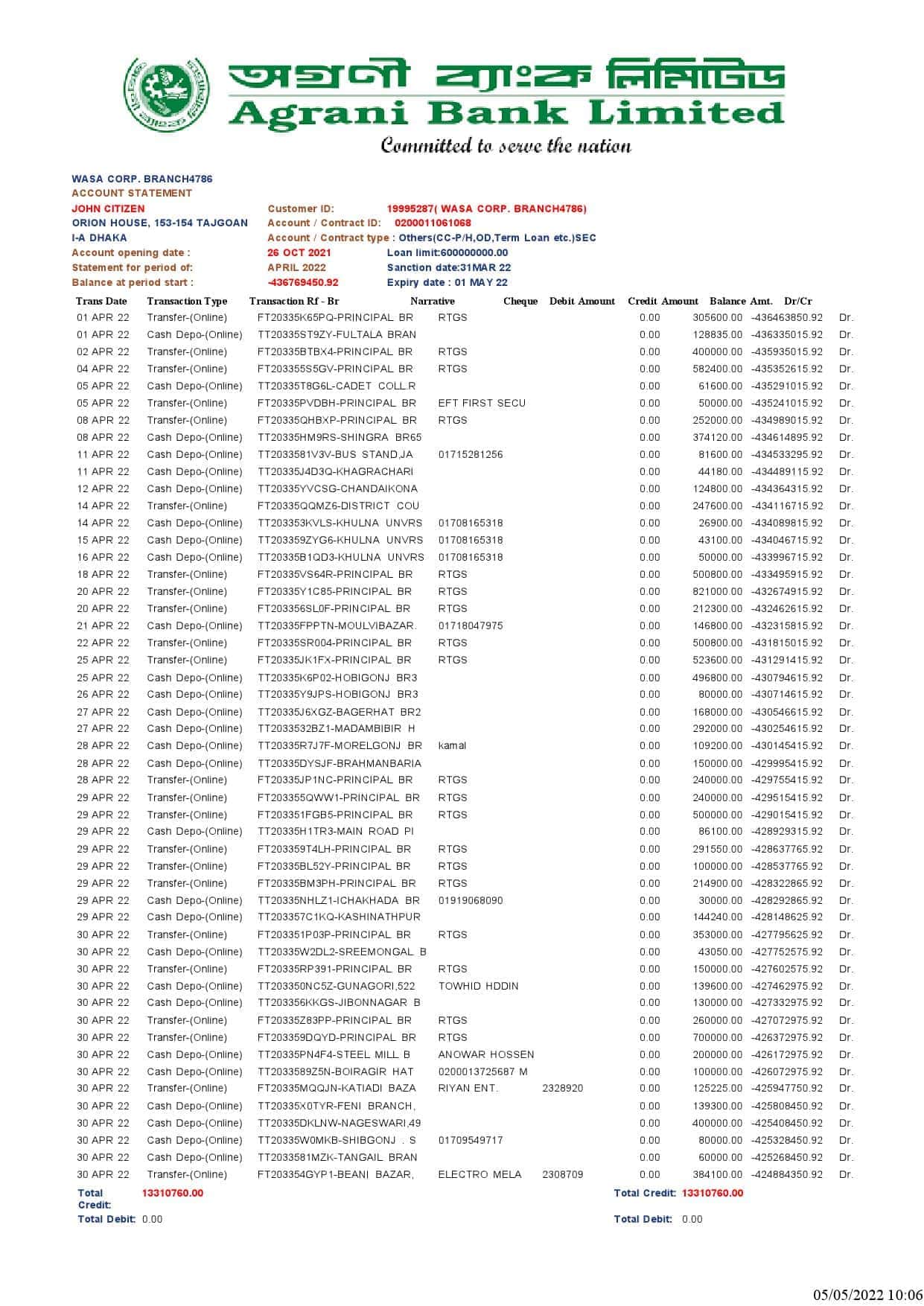 Bangladesh-Agrani-Bank-statement-Word-and-PDF-template.jpg Bangladesh Agrani Bank statement, Word and PDF template