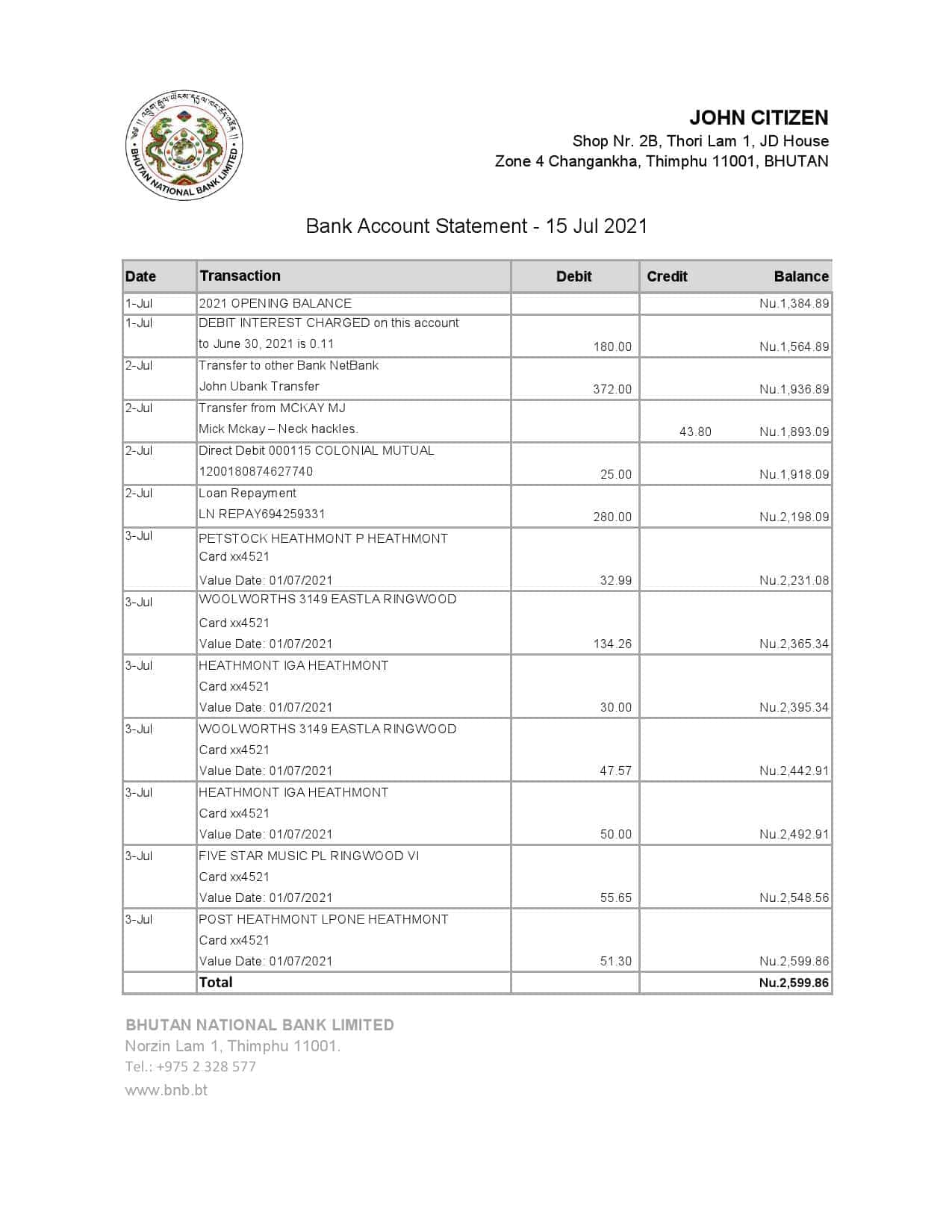 Bhutan-National.jpg Bhutan National Bank statement easy to fill template in Excel and PDF format