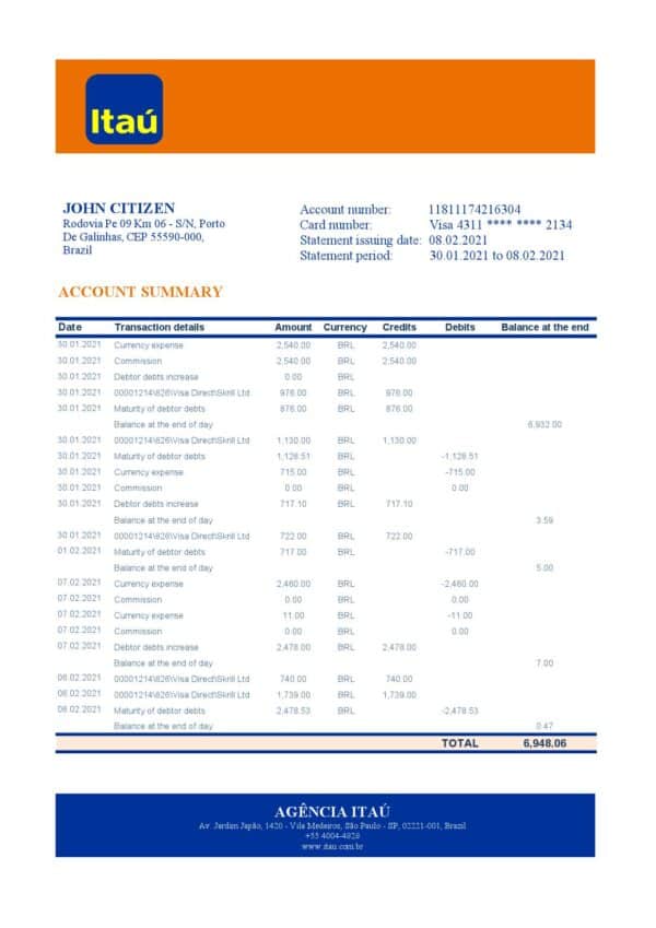 Brazil-Itau-bank-statement-template-in-Excel-and-PDF-format-fully-editable.jpg Brazil Itau bank statement template in Excel and PDF format, fully editable