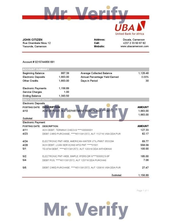 Cameroon-UBA-Bank.jpg Cameroon UBA bank statement easy to fill template in Excel and PDF format