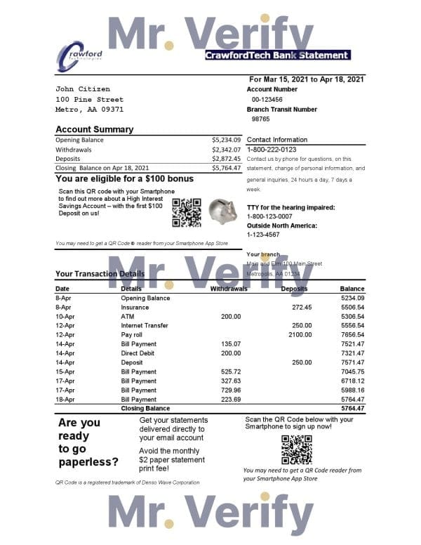 Canada-CrawfordTech.jpg Canada CrawfordTech bank proof of address statement template in Word and PDF format (.doc and .pdf)