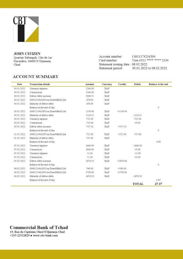 Chad-Commercial-Bank-of-Tchad-bank-statement-template-in-Word-and-PDF-format.jpg Chad Commercial Bank of Tchad bank statement template in Word and PDF format