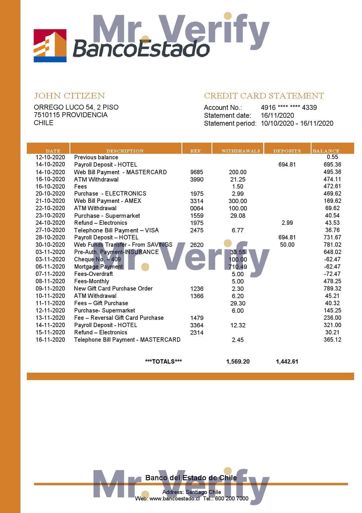 Chile-Banco-del-Estado-de-Chile.jpg Chile Banco del Estado de Chile bank statement template in Word and PDF format