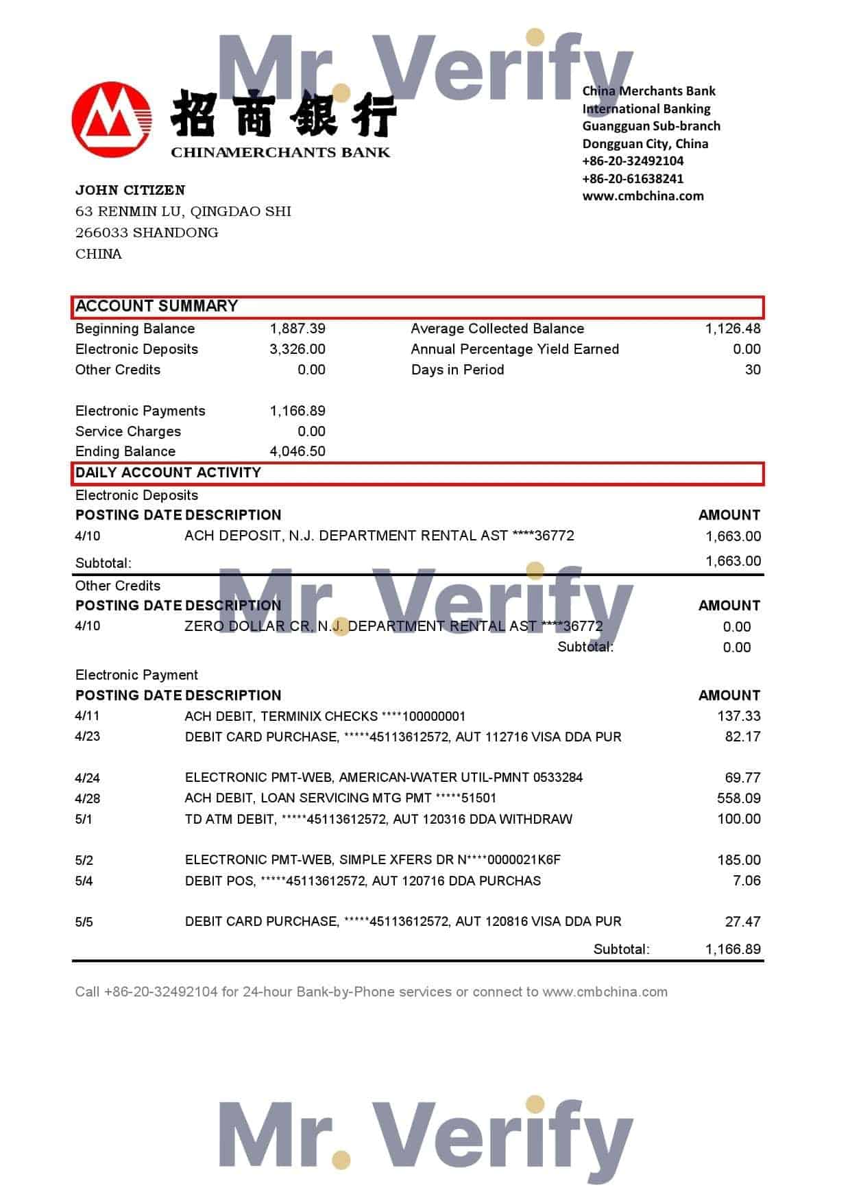 China-Merchants.jpg China Merchants bank proof of address statement template in Excel and PDF format
