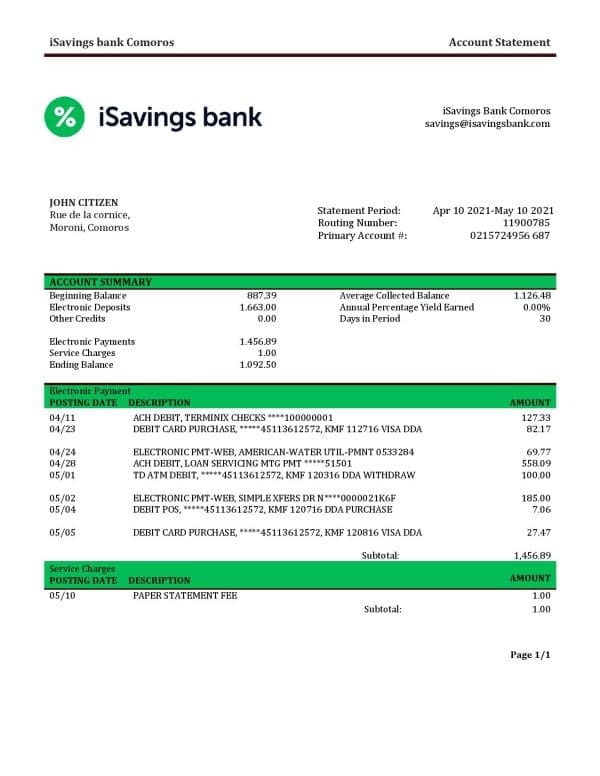 Comoros-iSavings-bank-statement-Word-and-PDF-template-completely-editable.jpg Comoros iSavings bank statement Word and PDF template, completely editable