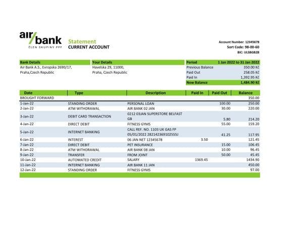 Czechia-Air-bank-statement-Excel-and-PDF-template.jpg Czechia Air bank statement Excel and PDF template