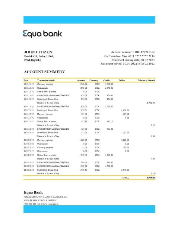 Czechia-Equabank-bank-statement-Excel-and-PDF-template.jpg Czechia Equabank bank statement Excel and PDF template