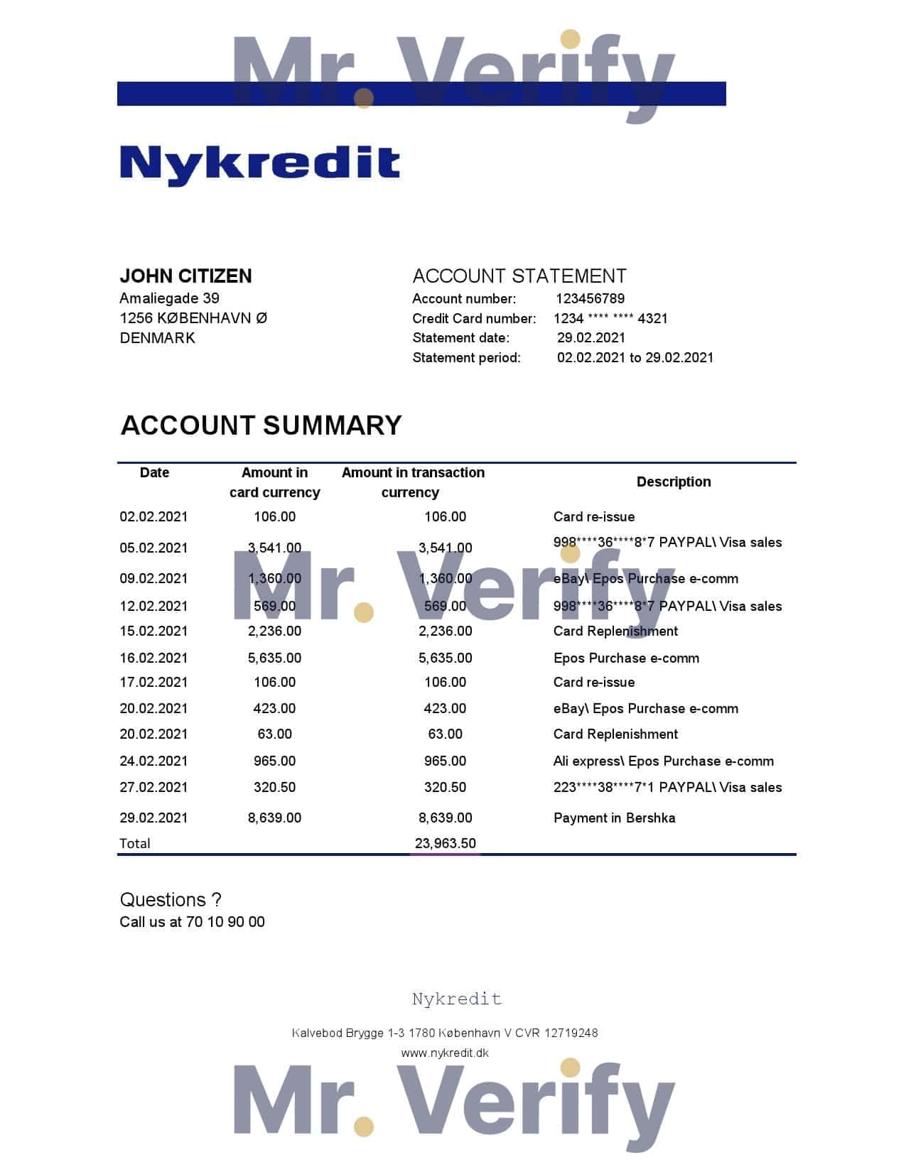 Denmark-Nykredit-bank.jpg Denmark Nykredit bank statement easy to fill template in .xls and .pdf file format