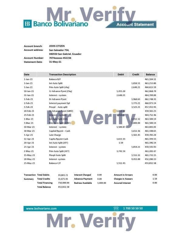 Ecuador-Banco-Bolivariano-bank-statement-1.jpg Ecuador Banco Bolivariano bank statement easy to fill template in .xls and .pdf file format