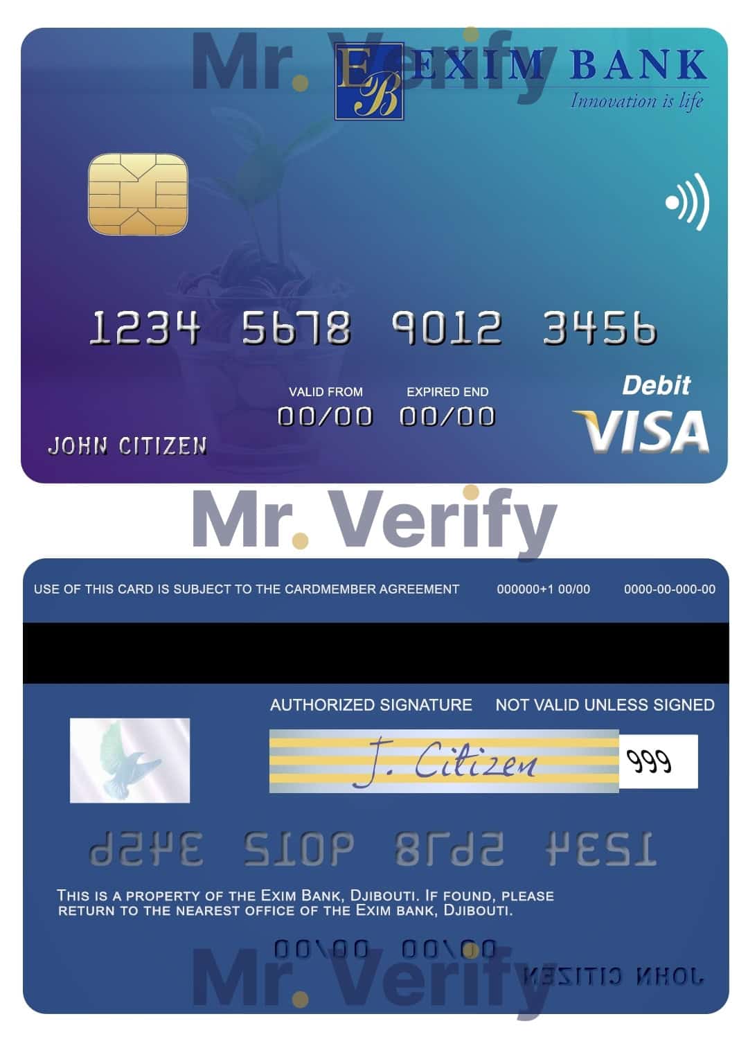 Editable Djibouti Exim Bank visa debit card Templates in PSD Format Editable Djibouti Exim Bank visa debit card Templates in PSD Format