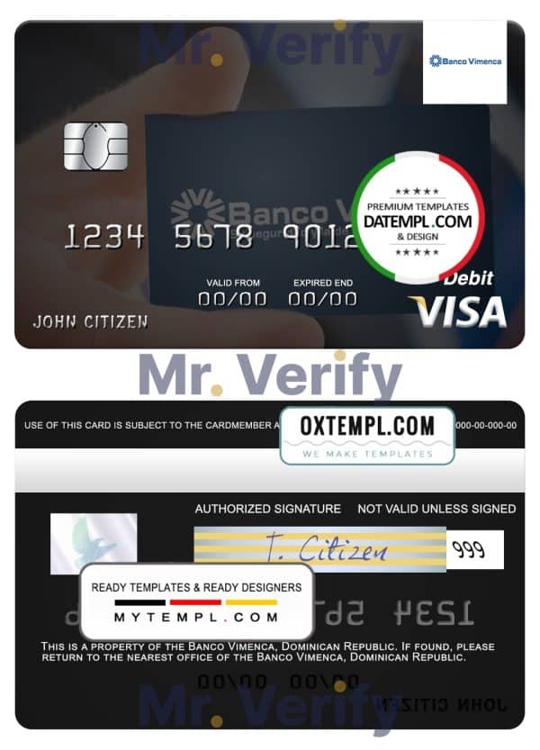 Editable Dominican Republic Banco Vimecan visa debit card Templates in PSD Format Editable Dominican Republic Banco Vimecan visa debit card Templates in PSD Format
