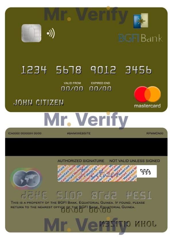 Editable Equatorial Guinea BGFI Bank mastercard credit card Templates in PSD Format Editable Equatorial Guinea BGFI Bank mastercard credit card Templates in PSD Format
