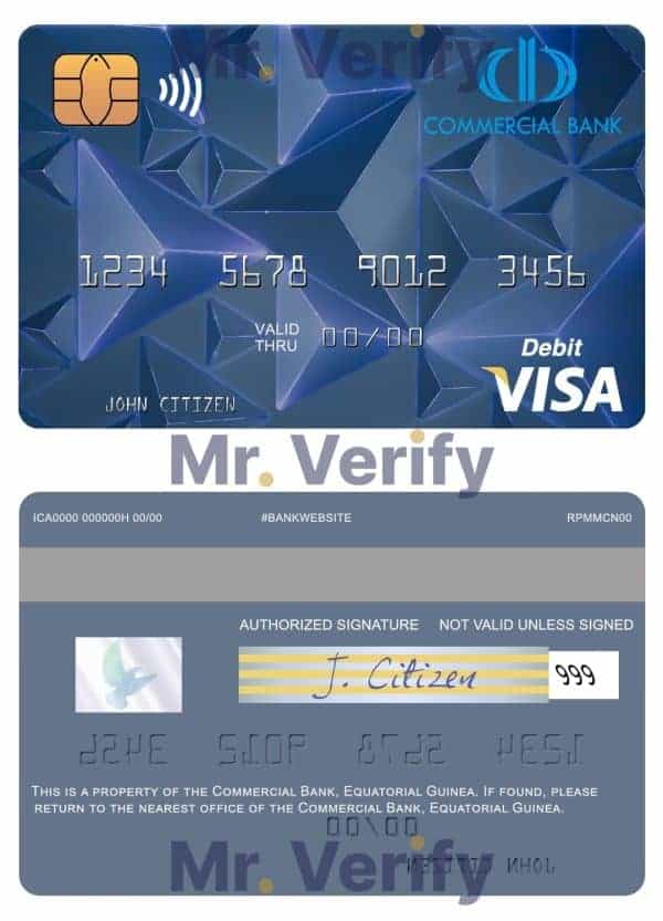 Editable Equatorial Guinea Commerical bank Guinee Equatoriale visa debit card Templates in PSD Format Editable Equatorial Guinea Commerical bank Guinee Equatoriale visa debit card Templates in PSD Format